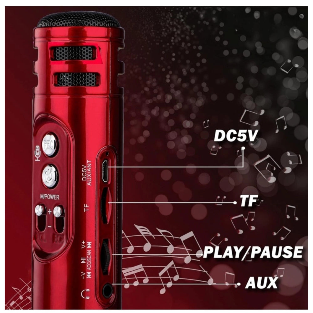 Amfyn Plastic Handheld MultiFunction Mic With Microphone Speaker (Black)