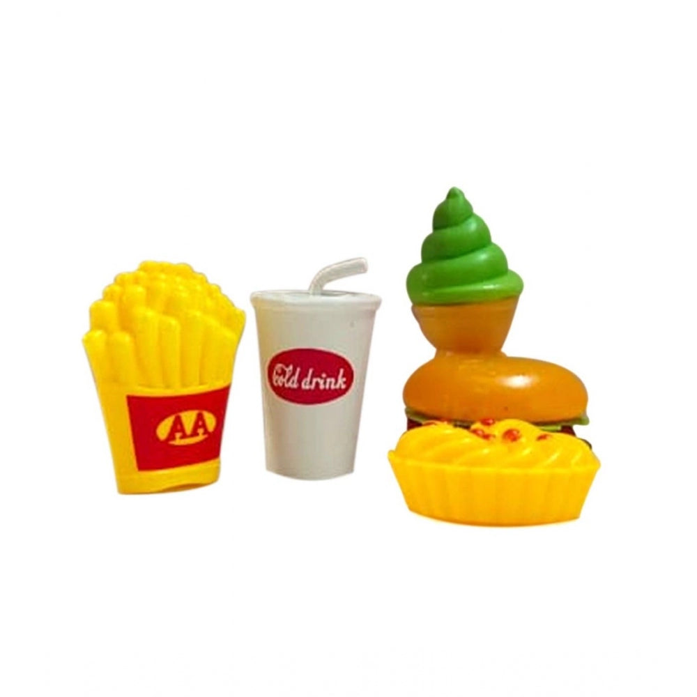 Amfyn Plastic Doll Set With Fast Food Accessories (Yellow)