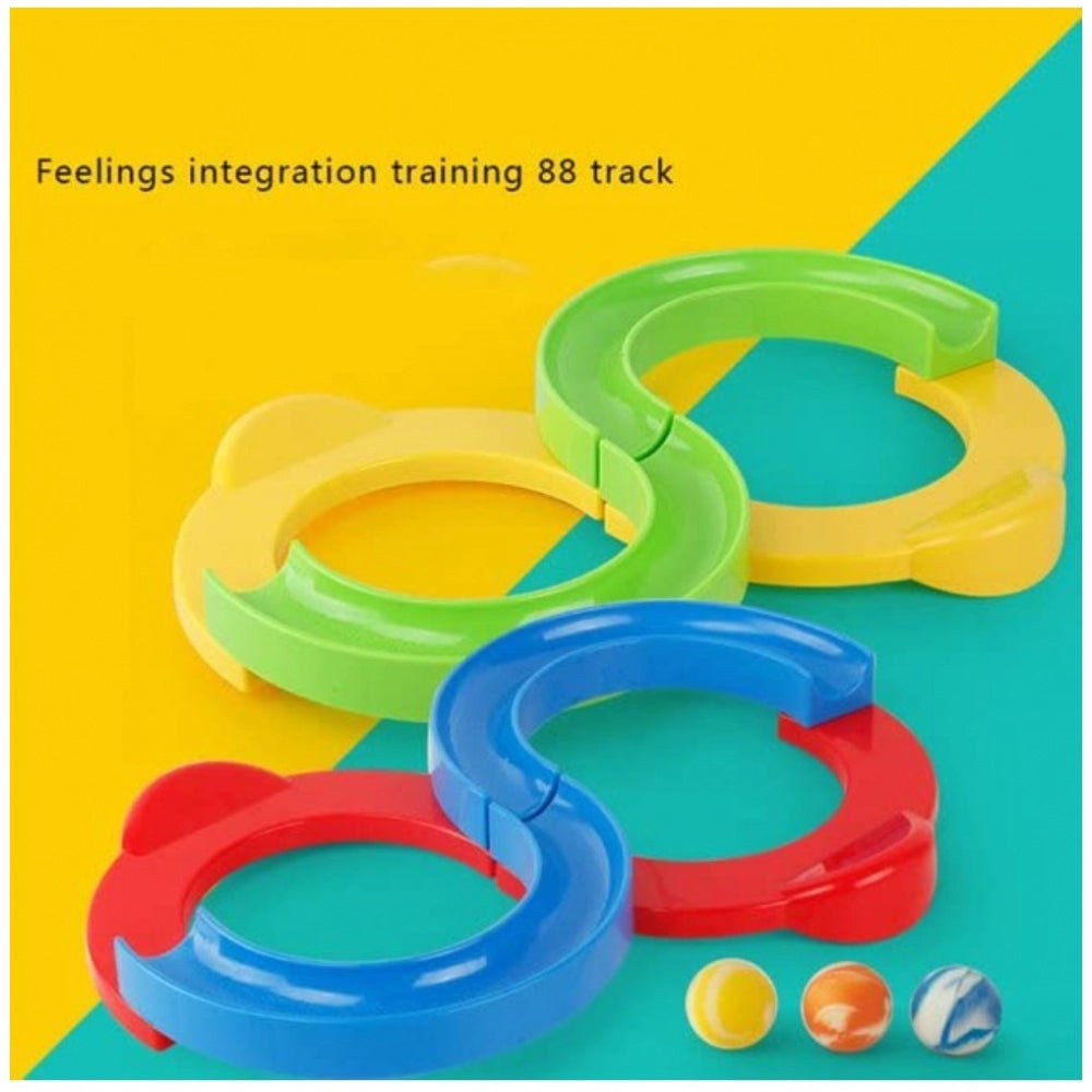 Amfyn Plastic 8 Shape Infinite Loop Interaction Balancing Track Toy Creative Track With 3 Bouncing Balls For Kids (Multicolor)