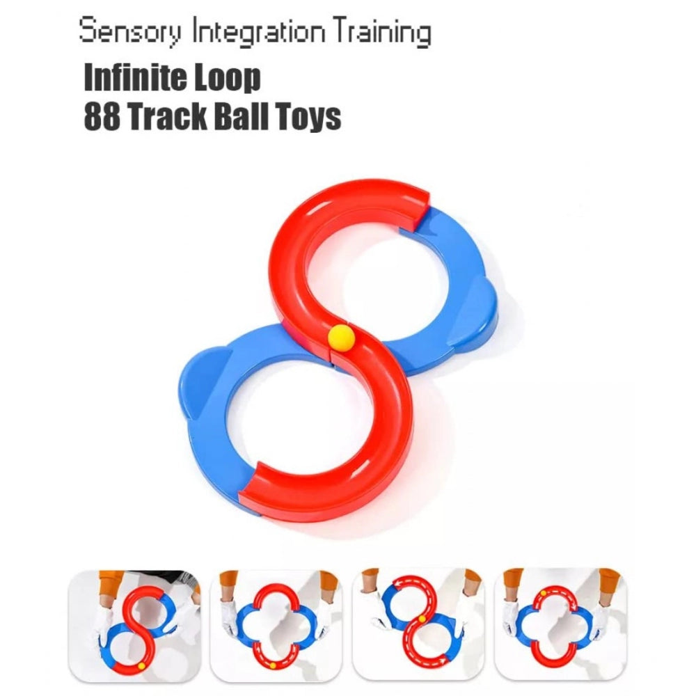 Amfyn Plastic 8 Shape Infinite Loop Interaction Balancing Track Toy Creative Track With 3 Bouncing Balls For Kids (Multicolor)