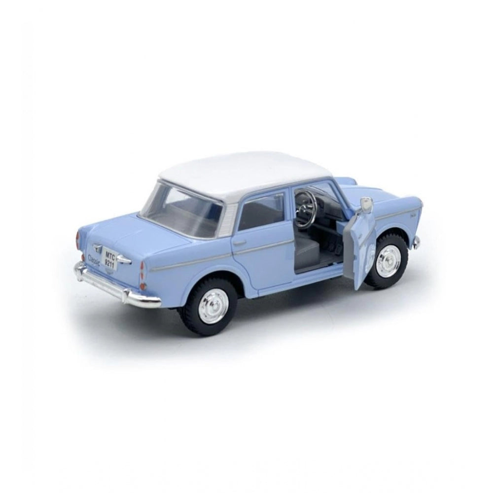 Amfyn Plastic Old Model Fiat Openable Doors Pull Back Action Collectible Car (Sky blue)