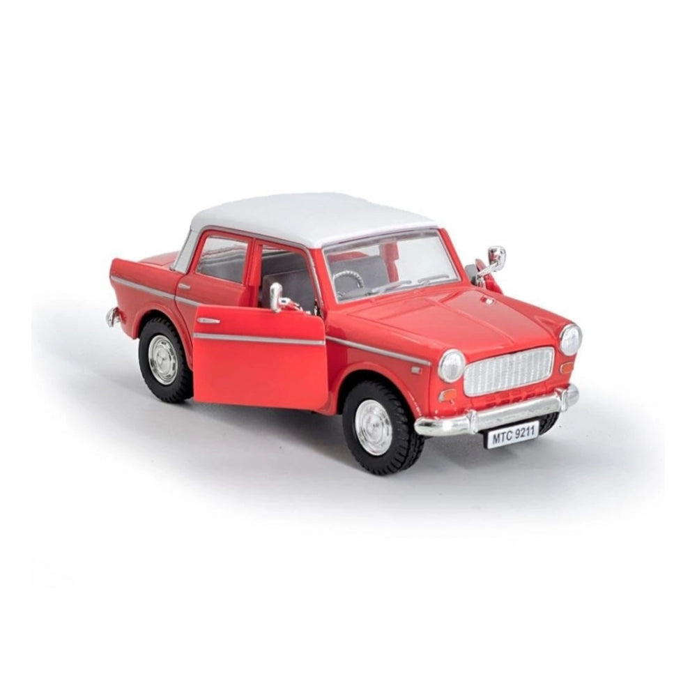 Amfyn Plastic Toy Model Fiat Openable Doors Pull Back Action Collectible Car (Red)