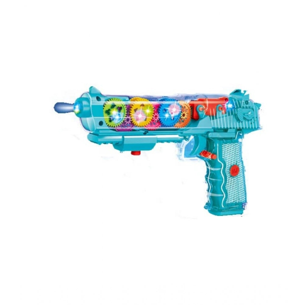 Amfyn Plastic Laser And Flashing 3D Light With Transparent Musical Gun For Kids (Multicolor)