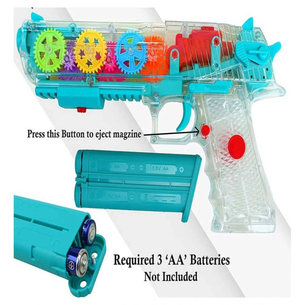 Amfyn Plastic Laser And Flashing 3D Light With Transparent Musical Gun For Kids (Multicolor)