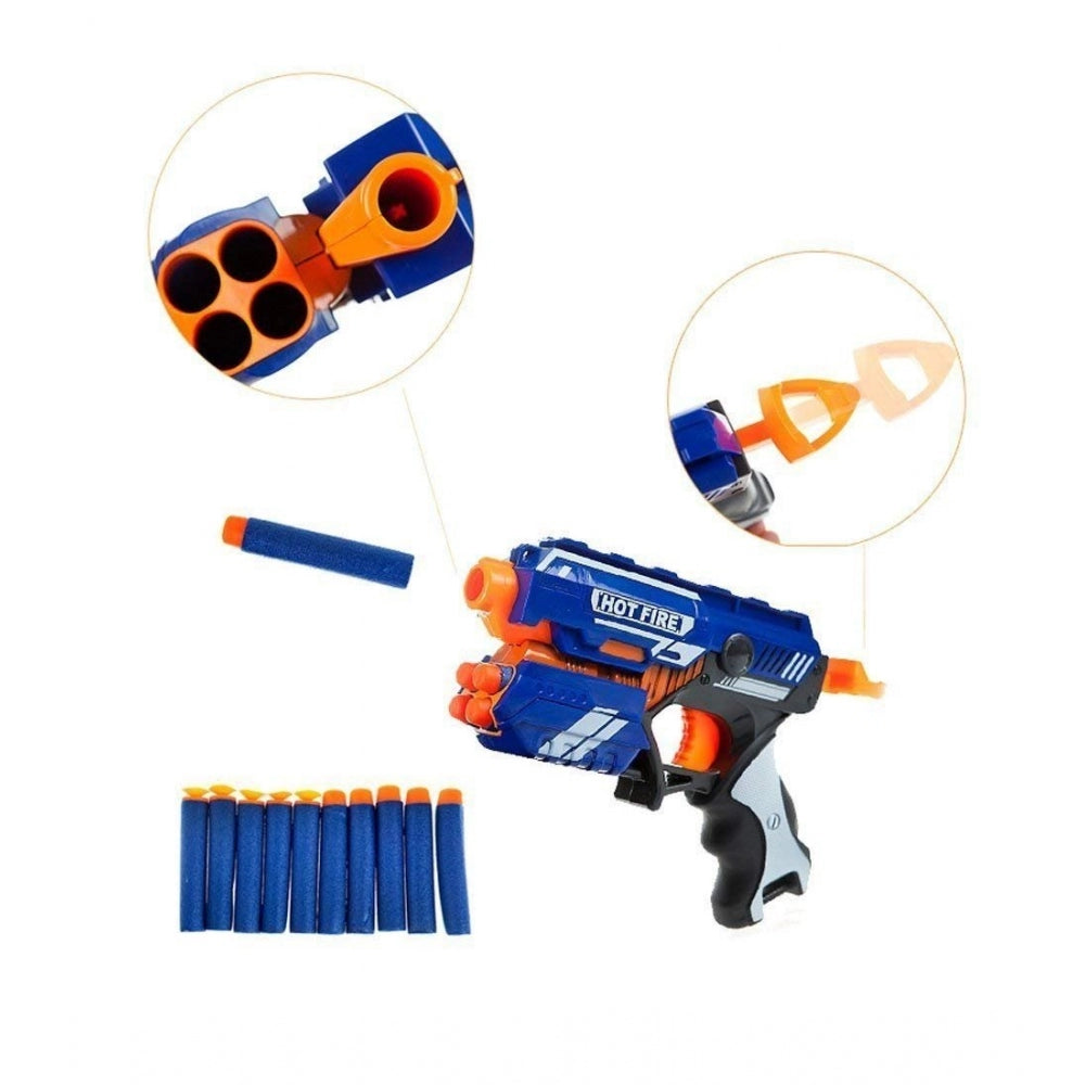 Amfyn Plastic Blaze Storm Soft Bullet Toy Gun For Boy With 10 Safe Soft Foam Bullet Shooting Gun (Blue)
