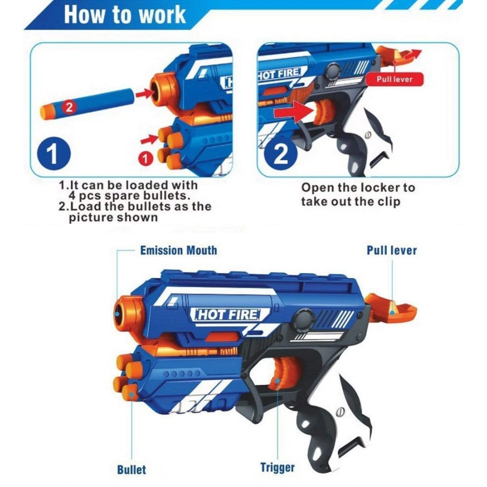Amfyn Plastic Blaze Storm Soft Bullet Toy Gun For Boy With 10 Safe Soft Foam Bullet Shooting Gun (Blue)