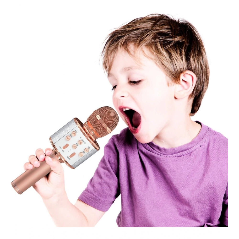 Amfyn Metal Wireless Bluetooth Microphone With Led Lights Portable Handheld Mic Speaker For Kids (Assorted)