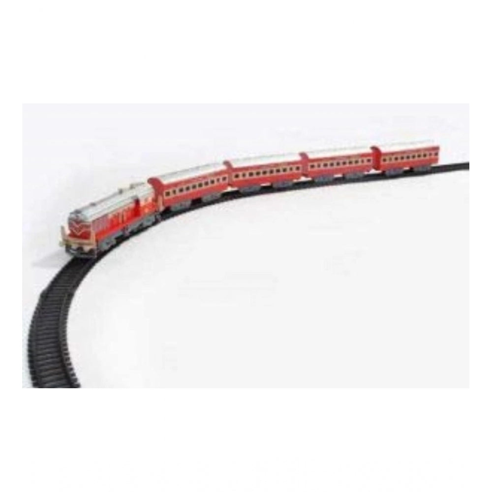 Amfyn Plastic Passenger Train Coaches With Railway Track (Multicolor)