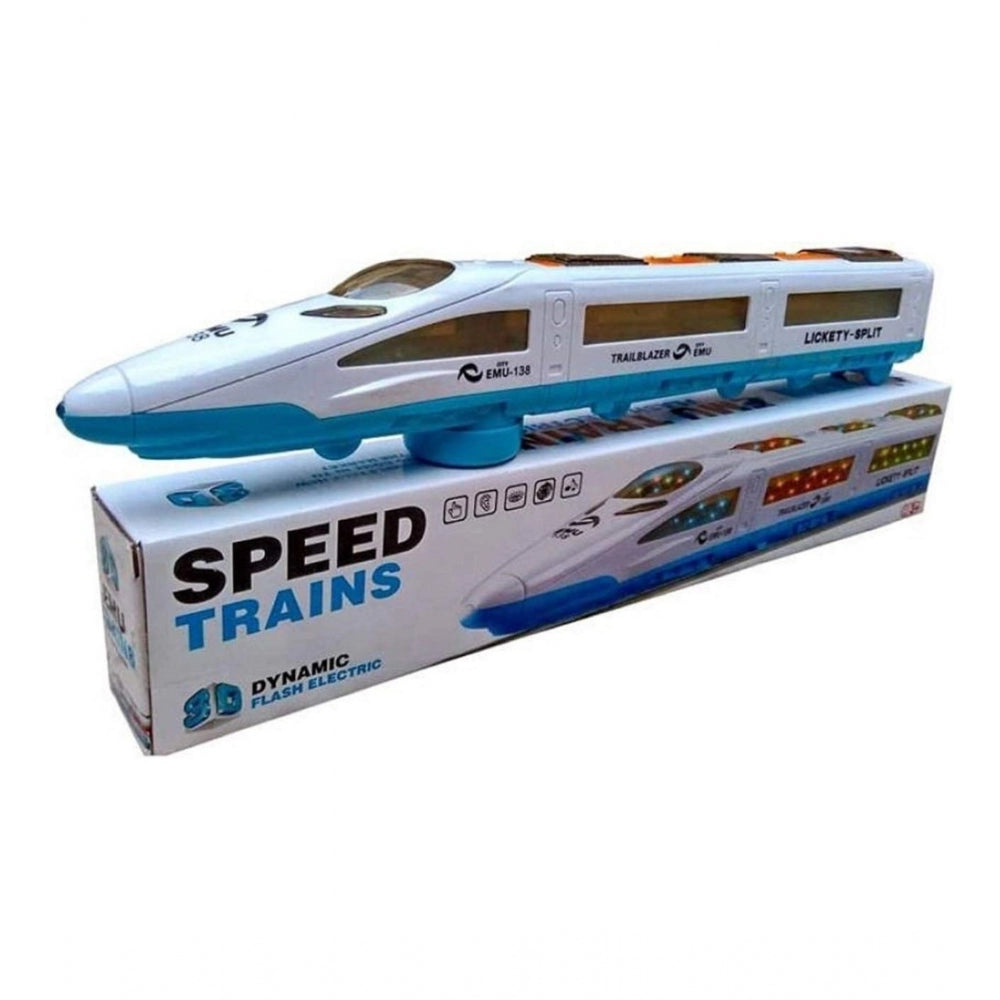 Amfyn Plastic 3D Light Sound Auto Moving System Emu Speed Train (Assorted)