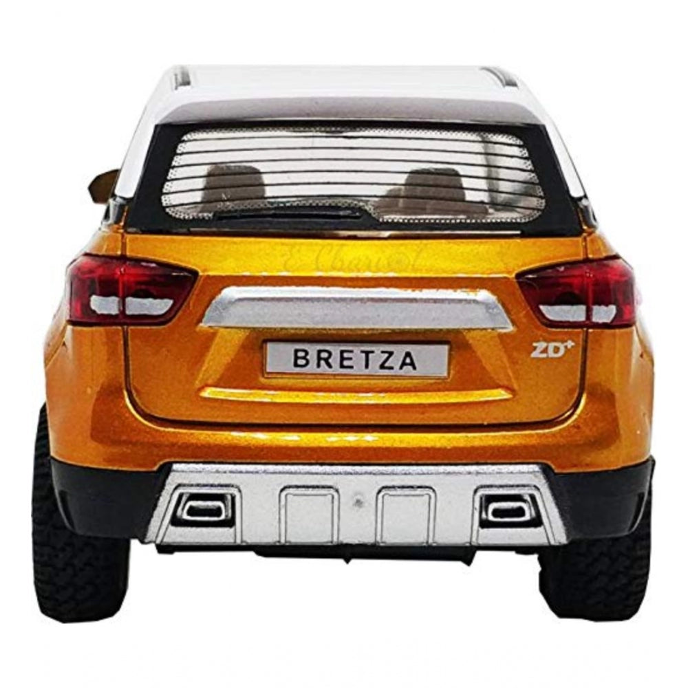 Amfyn Plastic Bretza Suv Pull Back Car (Gold)
