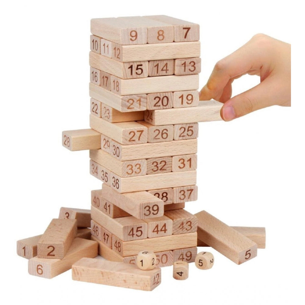 Amfyn Plastic 48 Pcs 3 Dice Challenging Wooden Blocks Board Games (Wood Color)