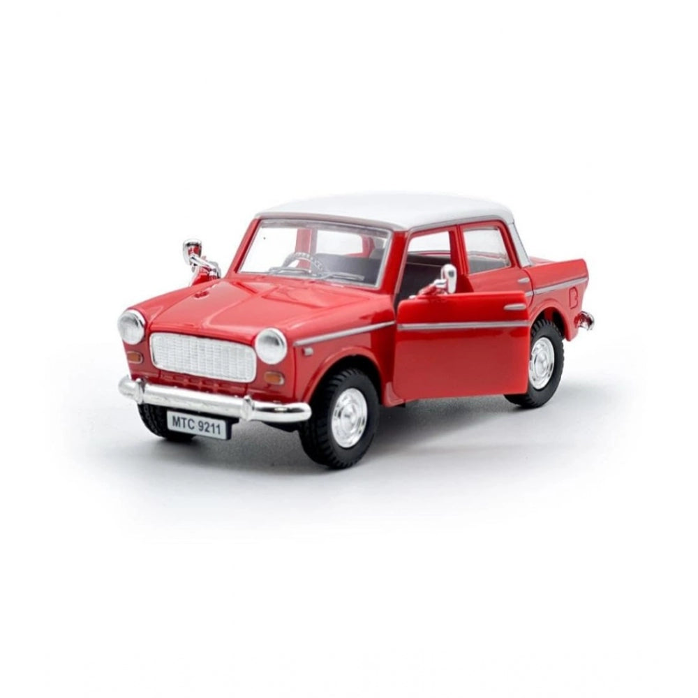 Amfyn Plastic Toy Model Fiat Openable Doors Pull Back Action Collectible Car (Red)