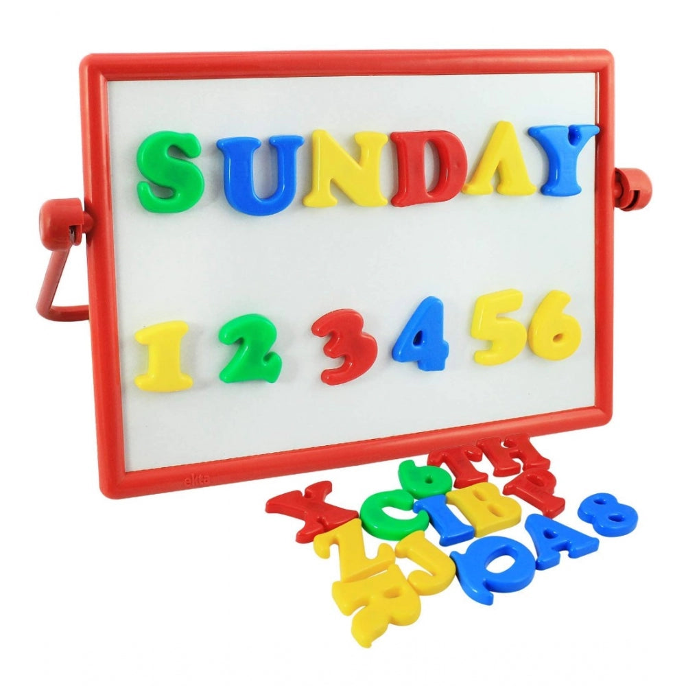 Amfyn Plastic 2 In 1 Magnetic Alphabets Numbers Comem Writing Board For Kids (Multicolor)