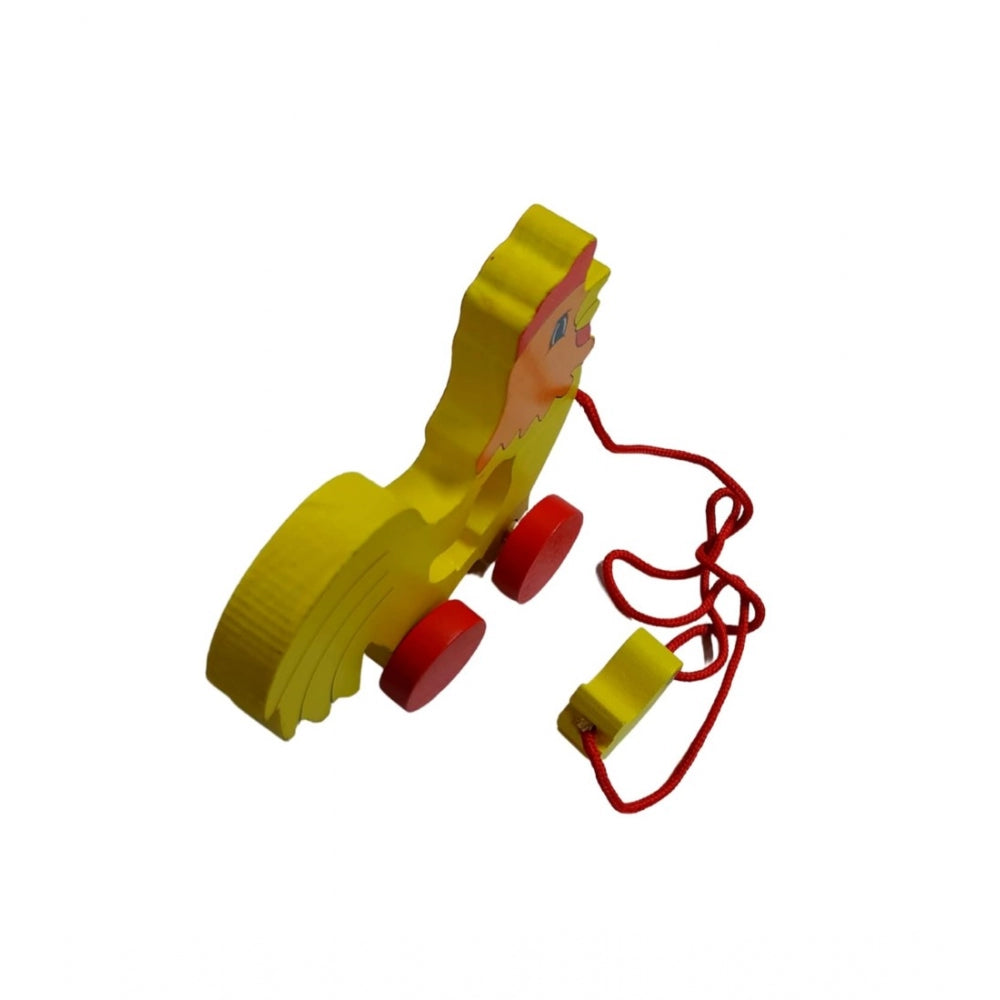 Amfyn Wooden Cock Pull Back Action Toy (Multicolor)