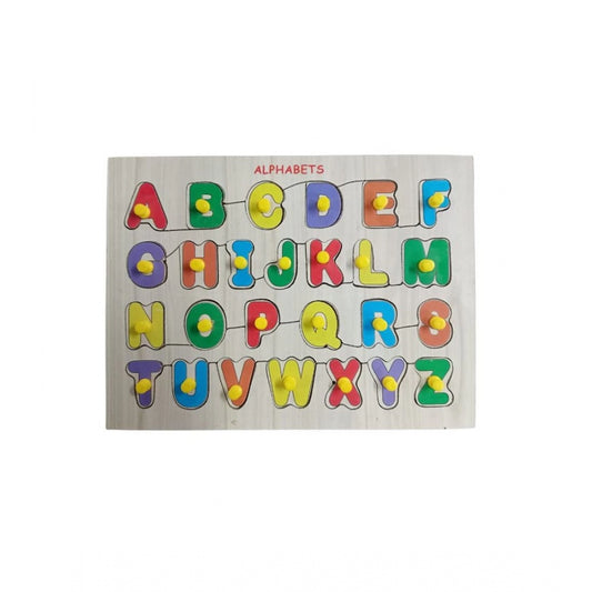 Amfyn Wooden Educational Learning English Alphabet Puzzle Board (Wood Color)
