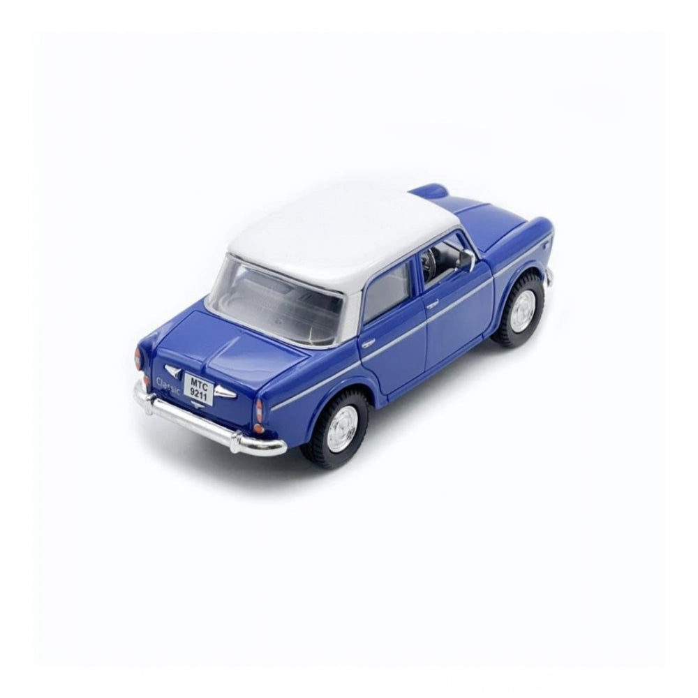 Amfyn Plastic Old Model Fiat Openable Doors Pull Back Action Collectible Car For Kids (Blue)