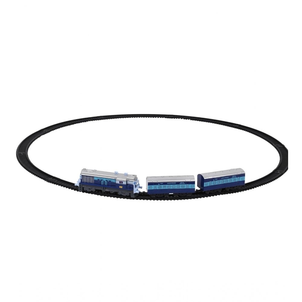 Amfyn Plastic Passenger Train Set With Tracks For Kids (Blue)