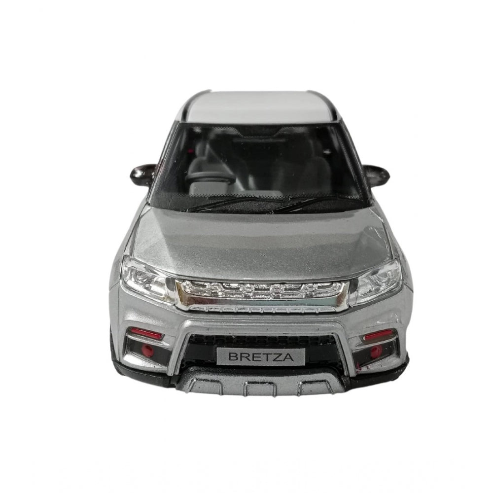 Amfyn Plastic Bretza Suv Pull Back Action Car (Silver)
