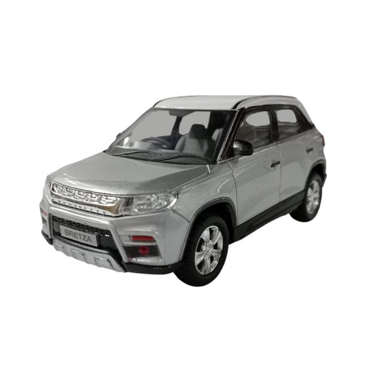 Amfyn Plastic Bretza Suv Pull Back Action Car (Silver)