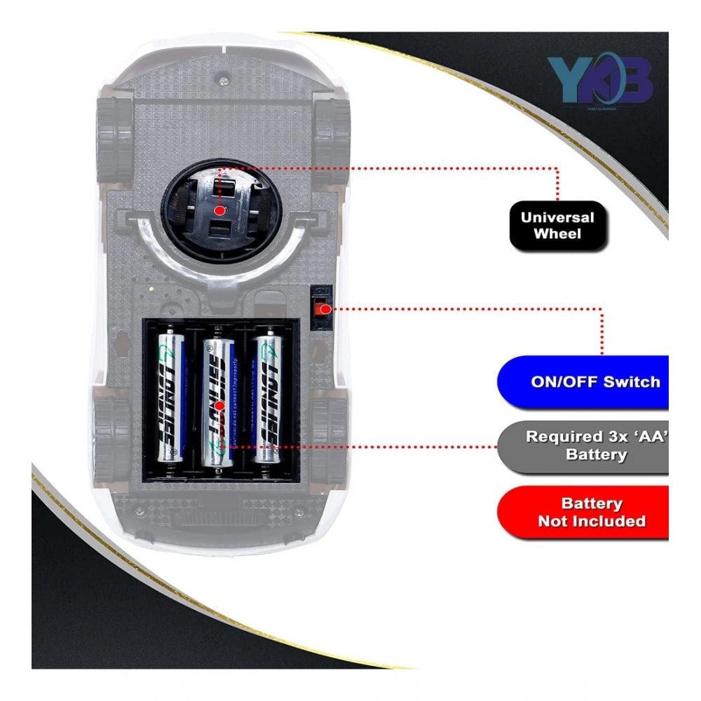 Amfyn Plastic Fun Flashing Lights In The Wheels And Realistic Sounds With Sirens Police Car Toy For Kids (White)