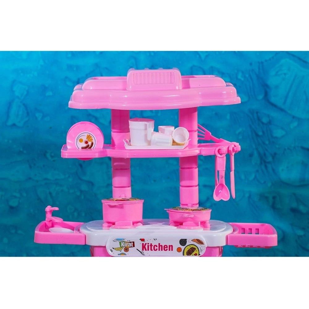 Amfyn Plastic Kitchen Set For Girl And Boys 32 Pieces Little Chef Cooking Pretend Play Set Toy (Pink)