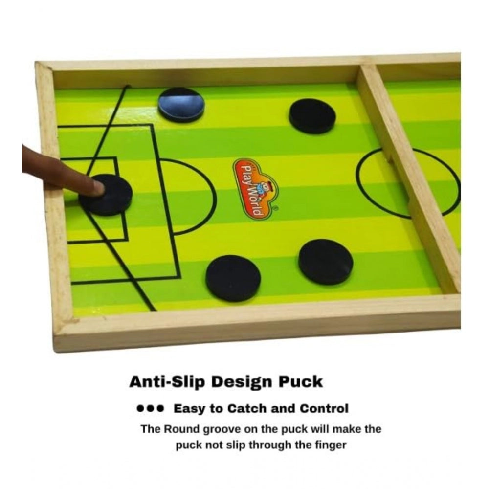 Amfyn Wood Carrom String Hockey Ludo Snake And Ladder 3 In 1 Board Game (Multicolor)