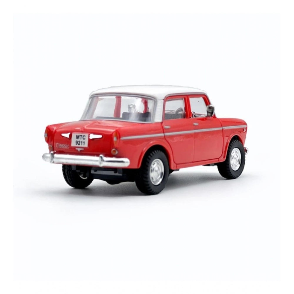 Amfyn Plastic Toy Model Fiat Openable Doors Pull Back Action Collectible Car (Red)