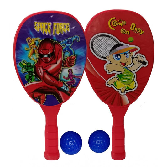 Amfyn Plastic Racket Set For Kids Indoor Outdoor Table Tennis (Red)