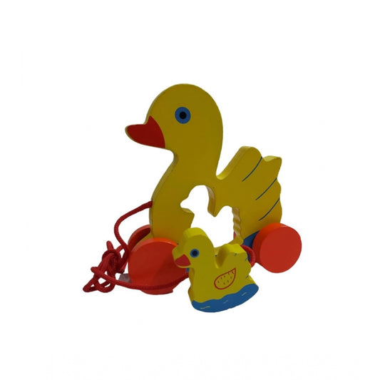 Amfyn Wooden Toddlers Duck Pull Toy For Babies (Multicolor)