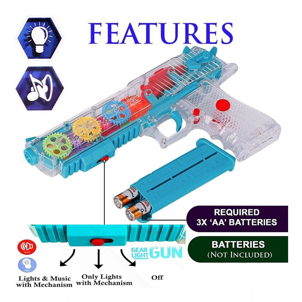 Amfyn Plastic Laser And Flashing 3D Light With Transparent Musical Gun For Kids (Multicolor)