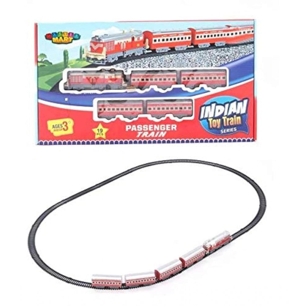 Amfyn Plastic Passenger Train Coaches With Railway Track (Multicolor)