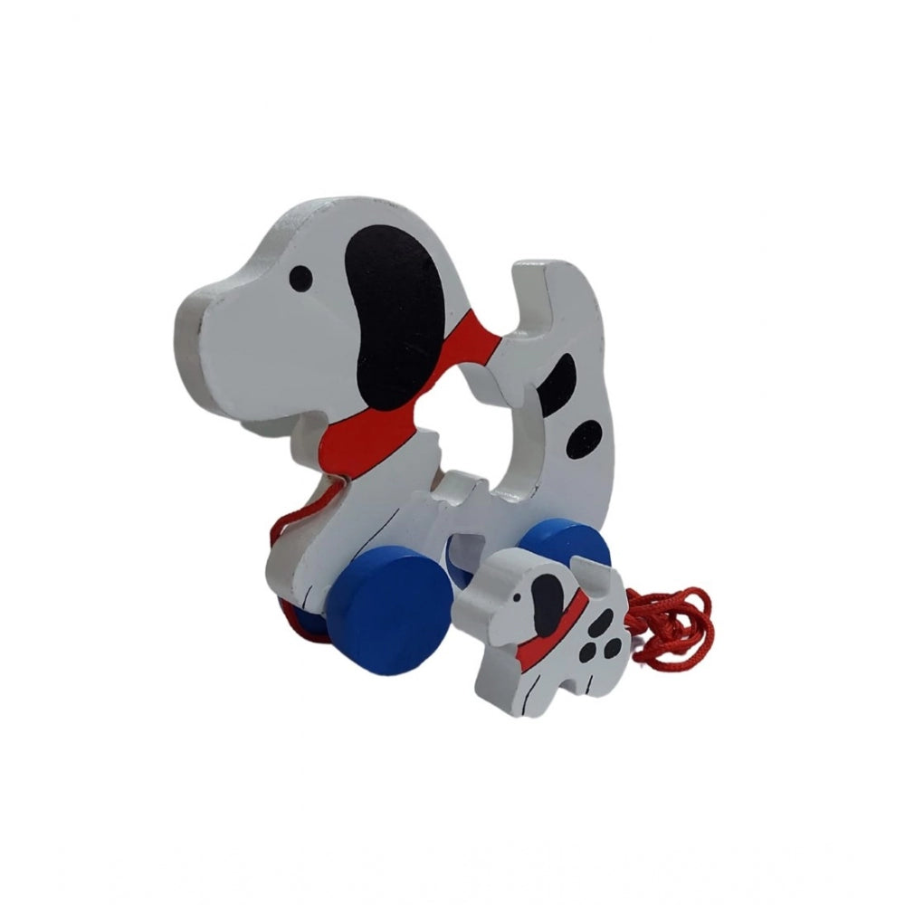 Amfyn Wood Toddlers Dog Wooden Pull Toy For Babies (Multicolor)