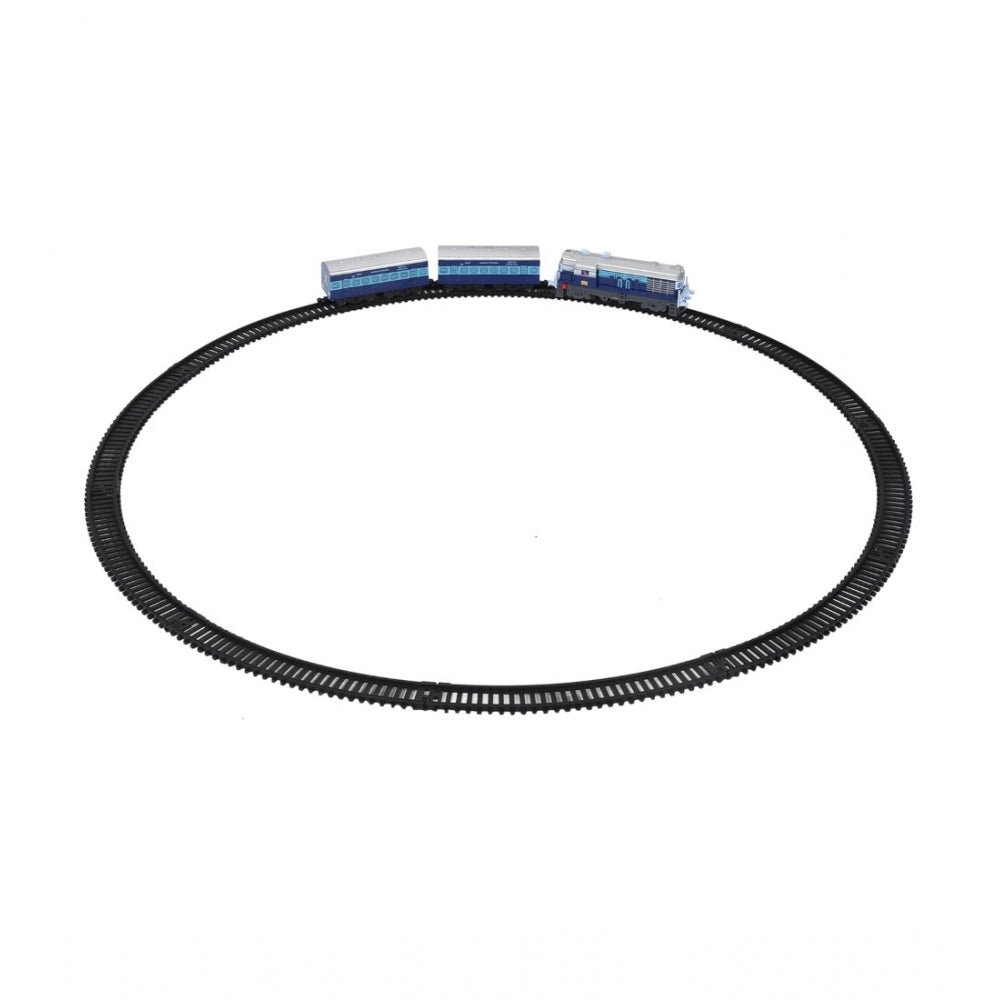 Amfyn Plastic Passenger Train Set With Tracks For Kids (Blue)