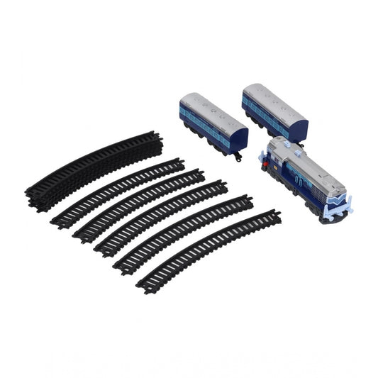Amfyn Plastic Passenger Train Set With Tracks For Kids (Blue)