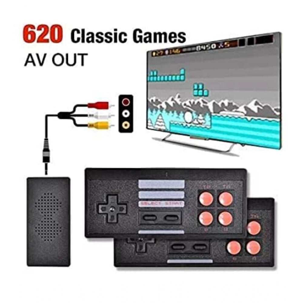 Amfyn Plastic Mini Retro Game System BuiltIn 620 Games And 2 Controllers (Black)