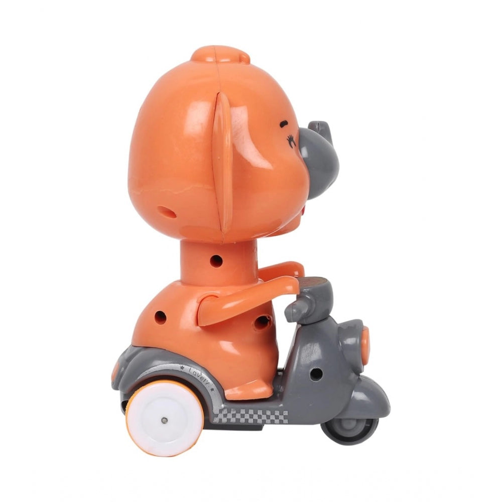 Amfyn Plastic Elephant Push And Go Friction Toy For Kids (Orange)