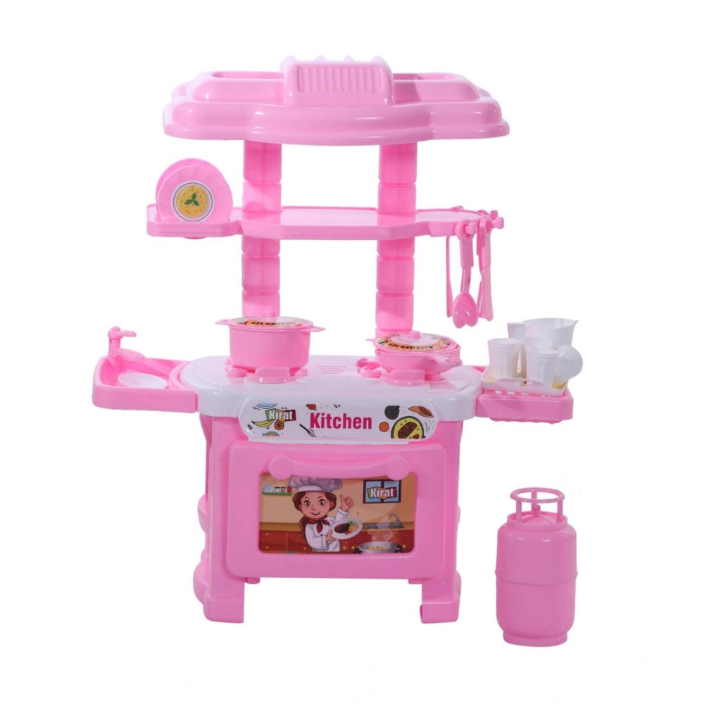 Amfyn Plastic Kitchen Set For Girl And Boys 32 Pieces Little Chef Cooking Pretend Play Set Toy (Pink)