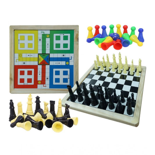 Amfyn Plastic Front And Back Ludo And Chess Board Games For Kids (Multicolor)