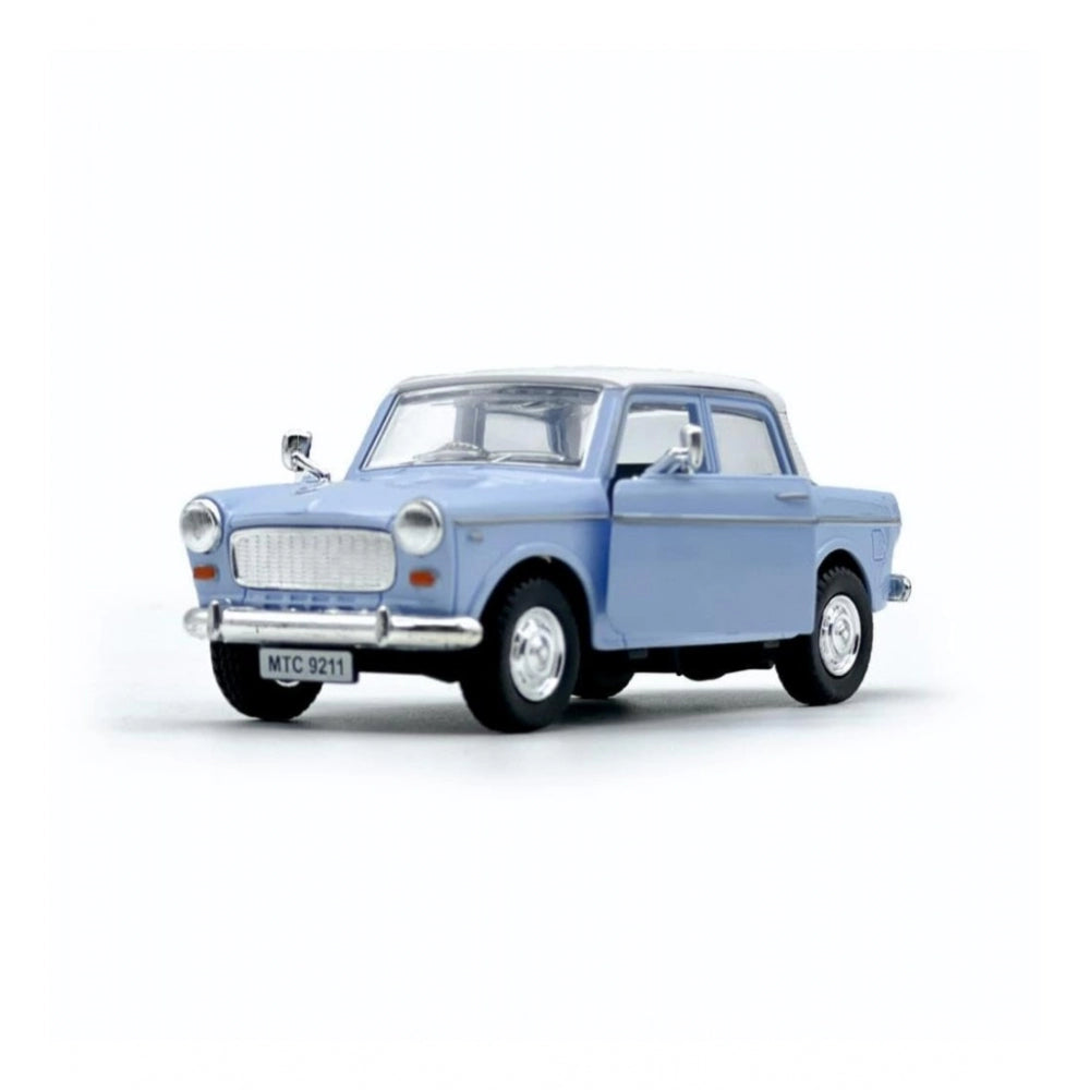 Amfyn Plastic Old Model Fiat Openable Doors Pull Back Action Collectible Car (Sky blue)