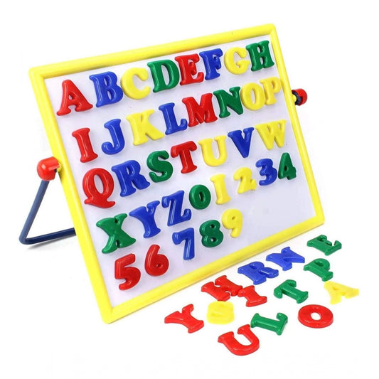 Amfyn Plastic 2 In 1 Magnetic Alphabets Numbers Comem Writing Board For Kids (Multicolor)