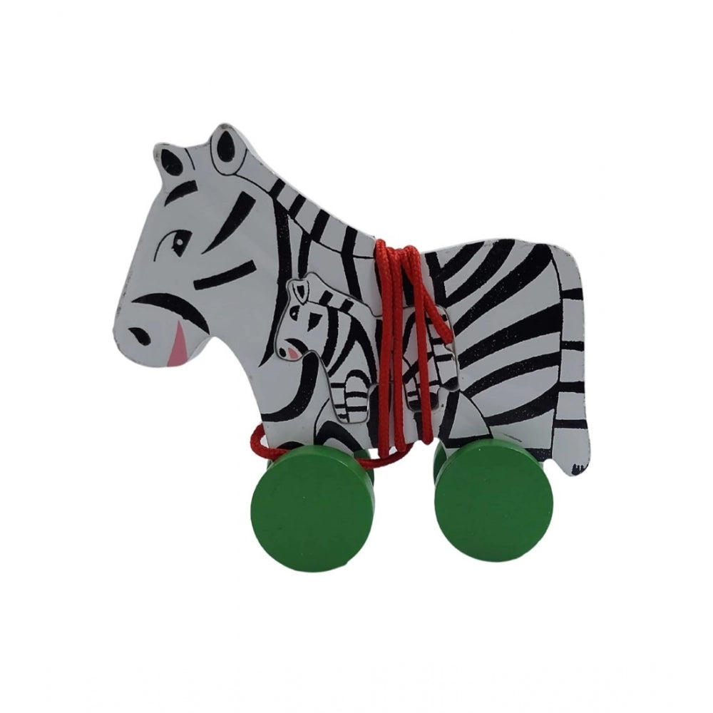 Amfyn Multicolor Pull Along Toy For Babies Toddlers Zebra (Multicolor)