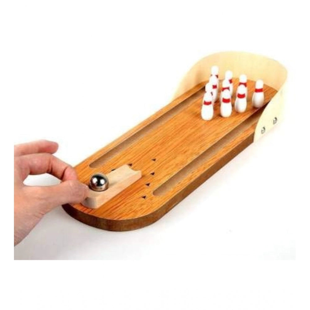 Amfyn Wood Mini Fun Wooden Bowling Game (Wood Color)