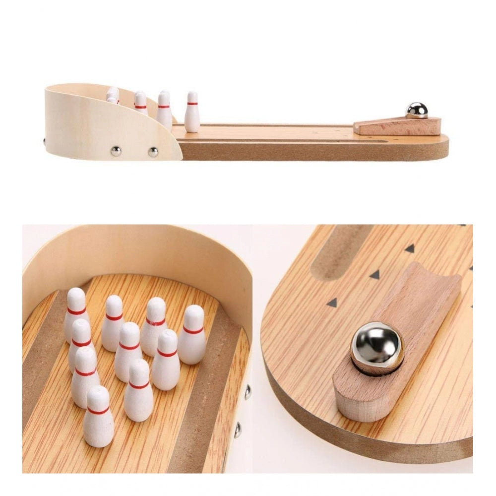Amfyn Wood Mini Fun Wooden Bowling Game (Wood Color)