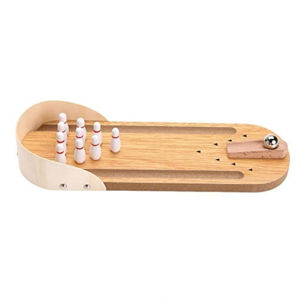 Amfyn Wood Mini Fun Wooden Bowling Game (Wood Color)