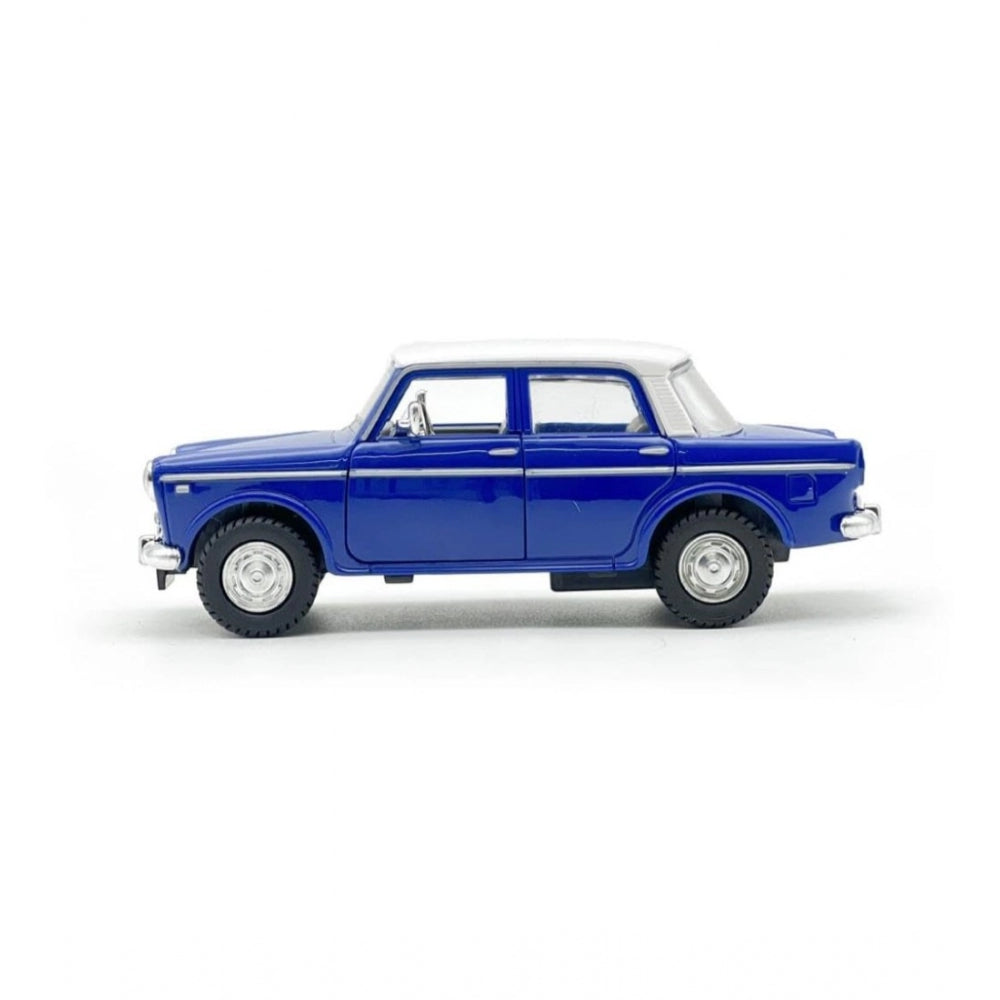 Amfyn Plastic Old Model Fiat Openable Doors Pull Back Action Collectible Car For Kids (Blue)