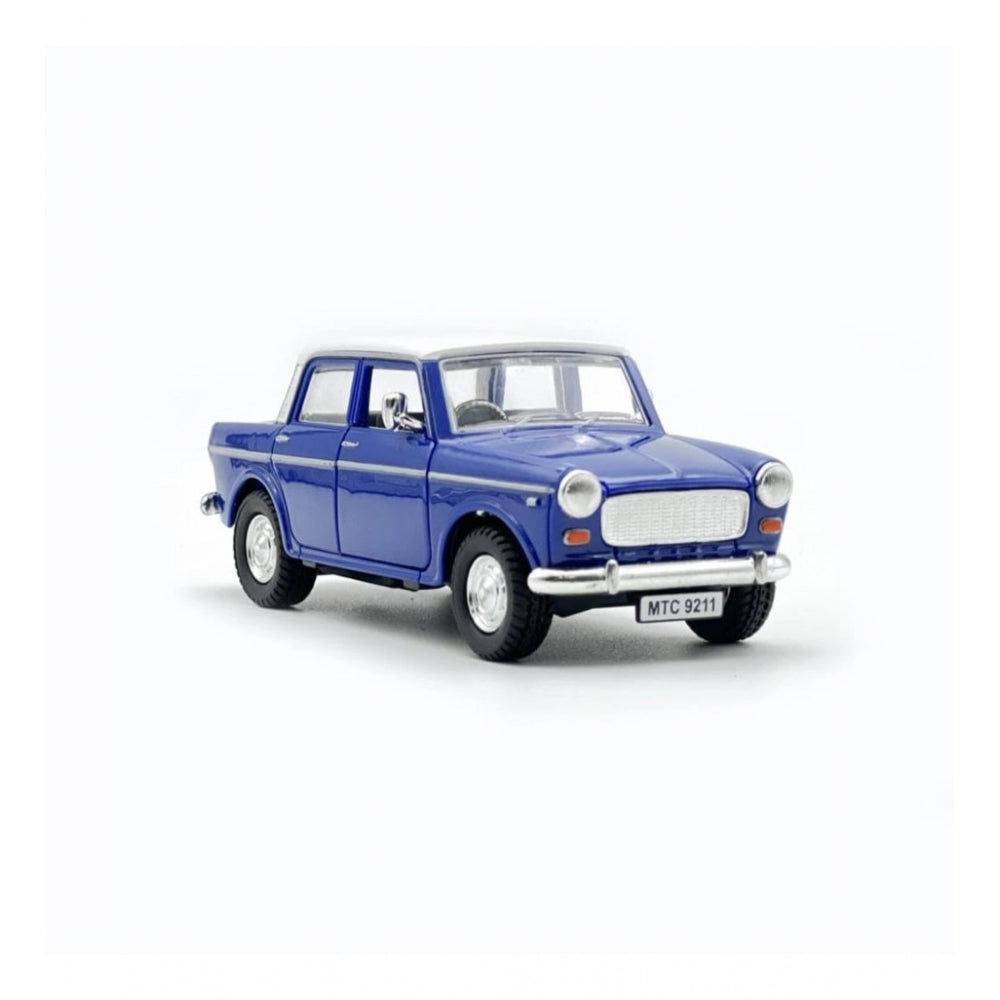 Amfyn Plastic Old Model Fiat Openable Doors Pull Back Action Collectible Car For Kids (Blue)