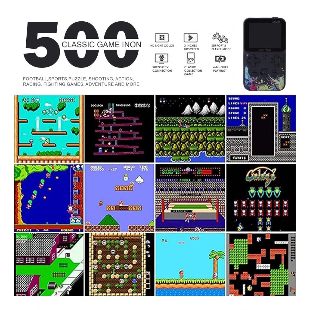 Amfyn Plastic Video Game For Kids Console 500 In1 Classic Games (Red)