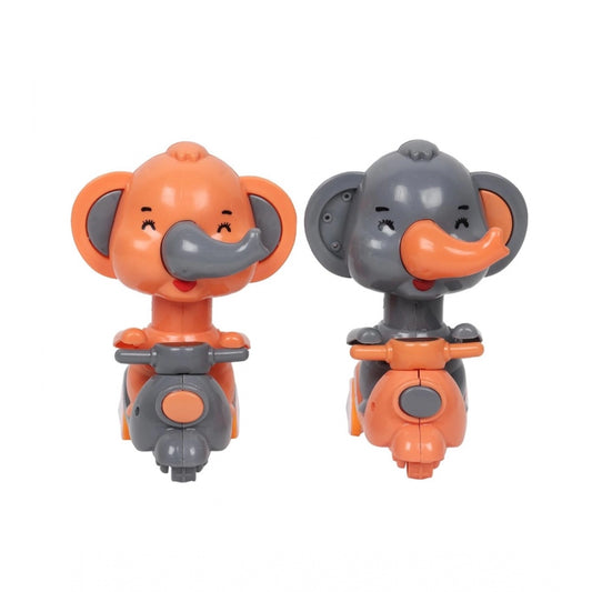 Amfyn Plastic Elephant Push And Go Friction Toy For Kids (Orange)