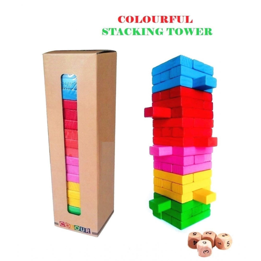 Amfyn Wood Wooden Building Blocks Game 48 Pcs Set (Assorted)