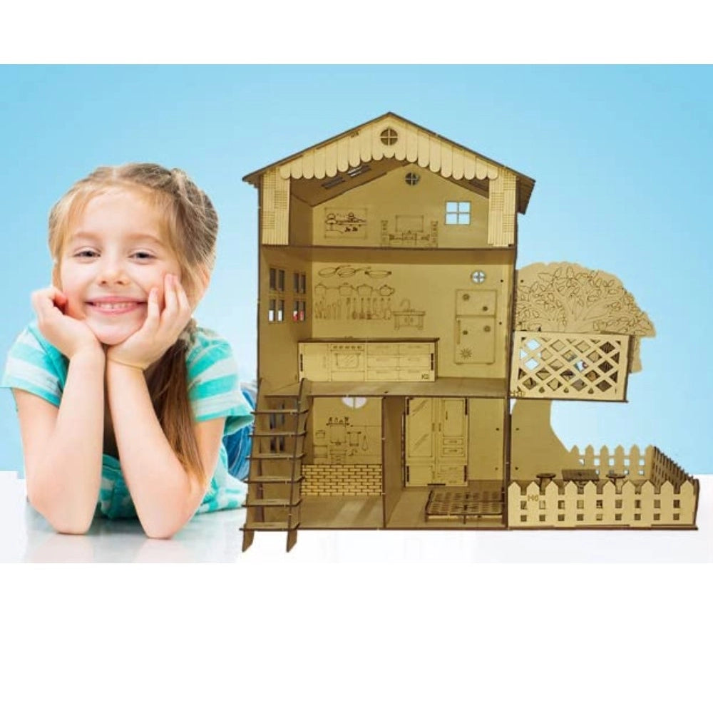 Amfyn Plastic Dollhouse For Girls With Furniture (Assorted)